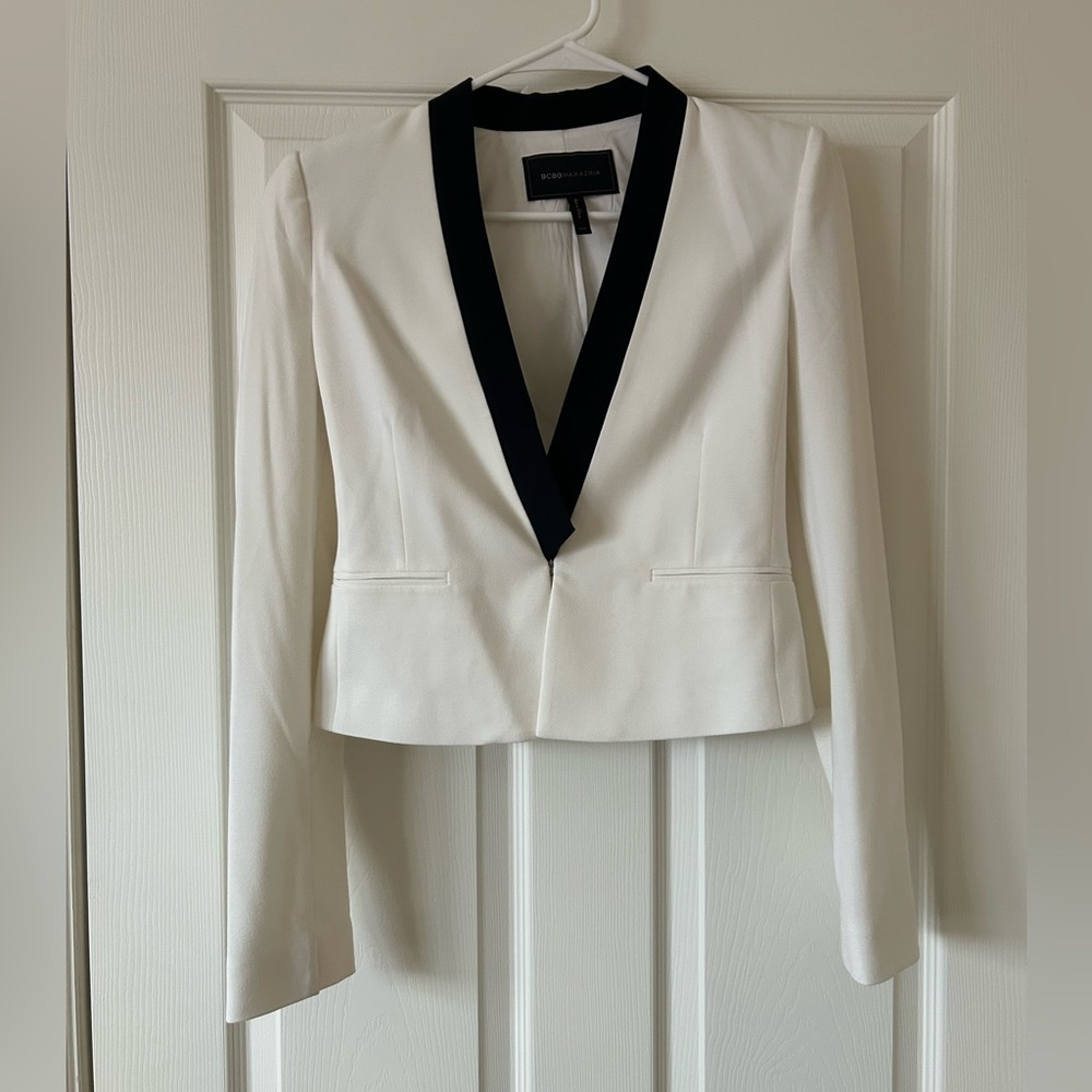 BCBGMaxAzria Ivory Blazer with Dark Trim